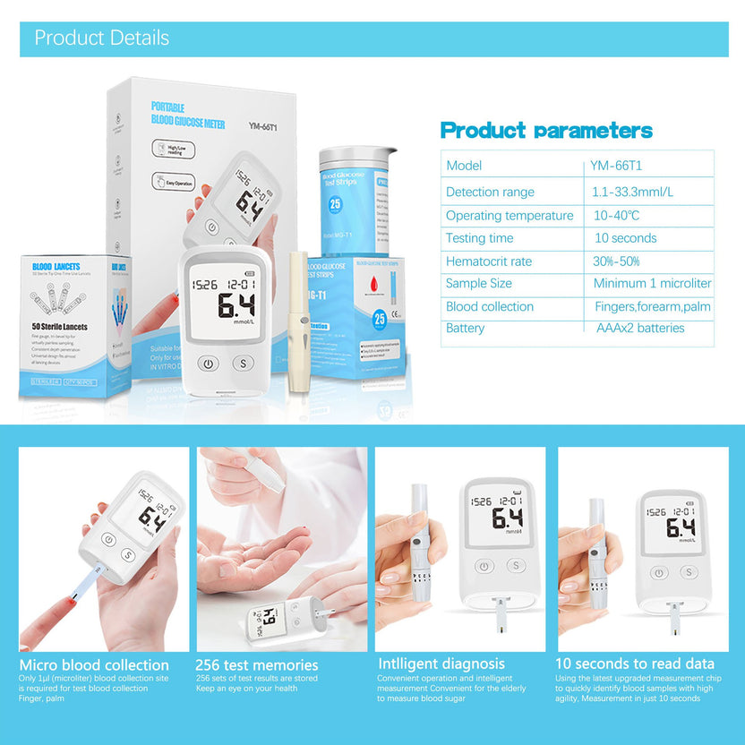 Kit de prueba de diabetes con medidor de glucosa en sangre en oferta