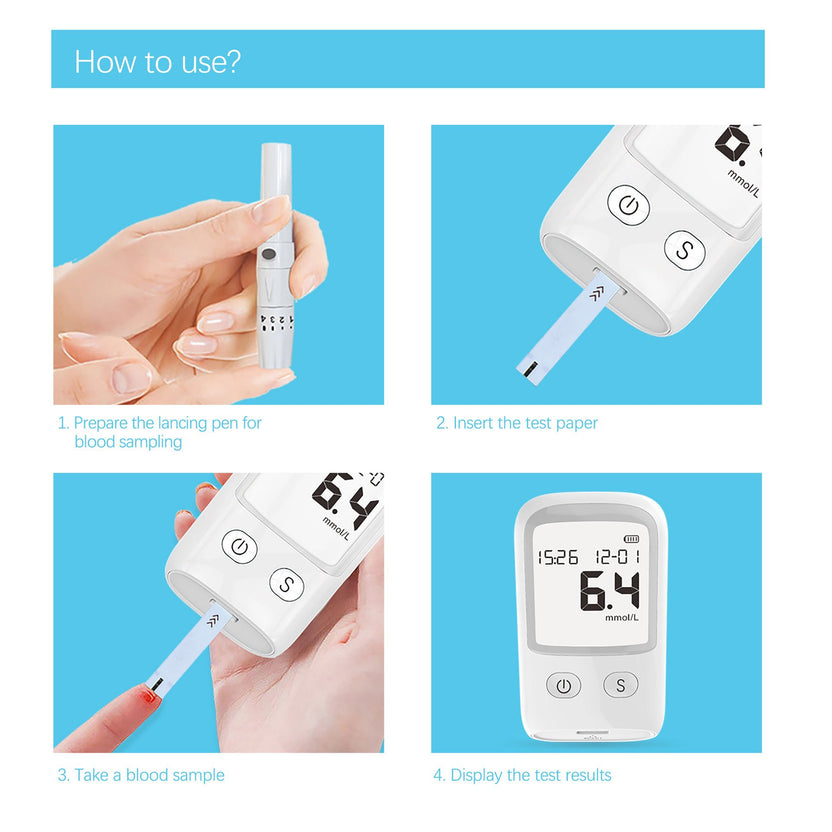 Kit de prueba de diabetes con medidor de glucosa en sangre en oferta